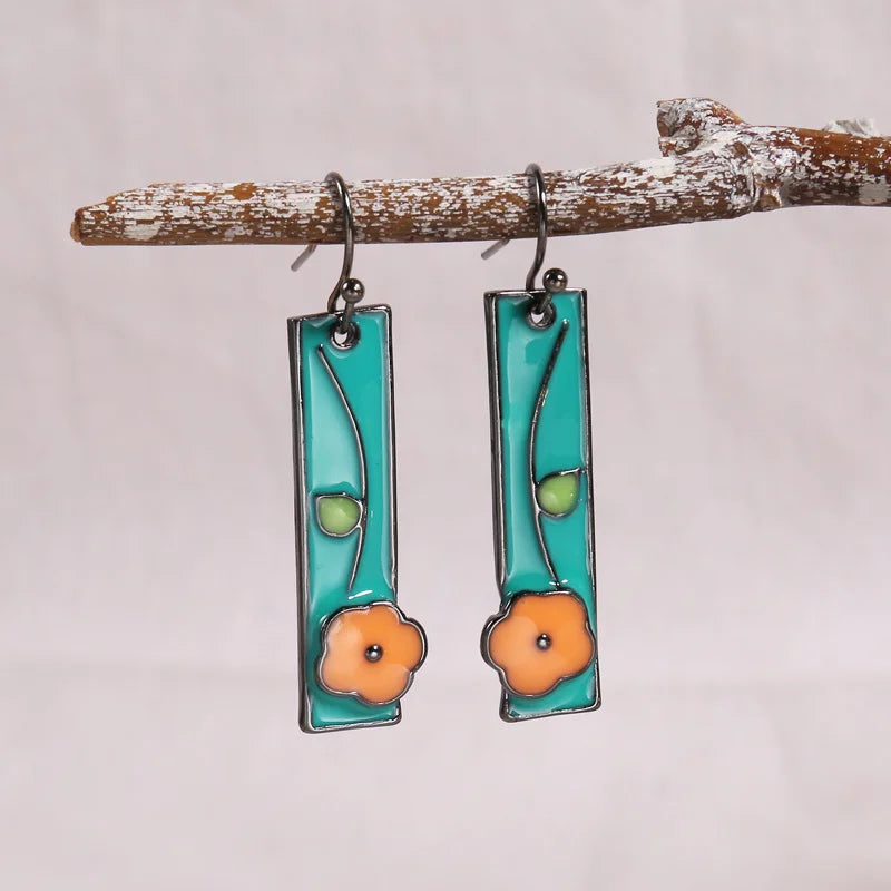 Terify®️ Sky Blue Boho Handcrafted Floral Enamel Earrings🌸