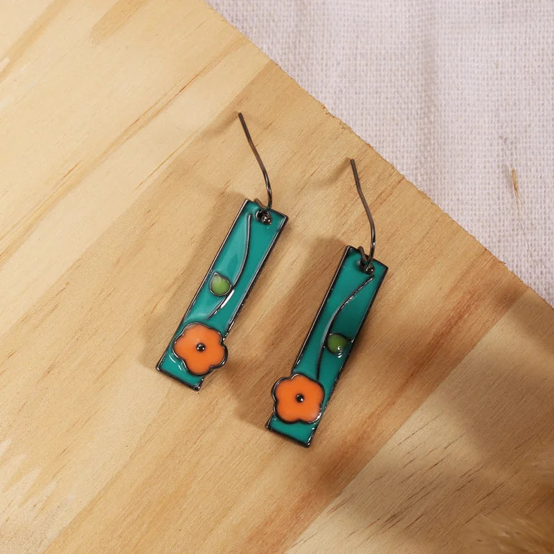 Terify®️ Sky Blue Boho Handcrafted Floral Enamel Earrings🌸