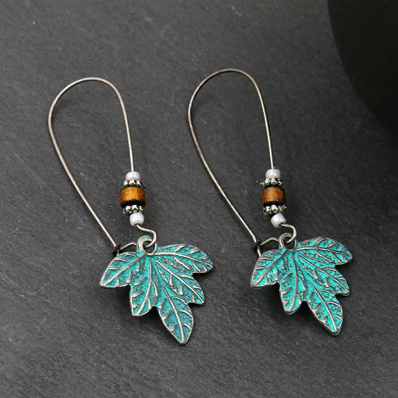 Terify®️Ethnic Vintage Bohemia Big Ear Hook Drop Earrings Geometric Leaf Wing Flower Hollow Round Boho