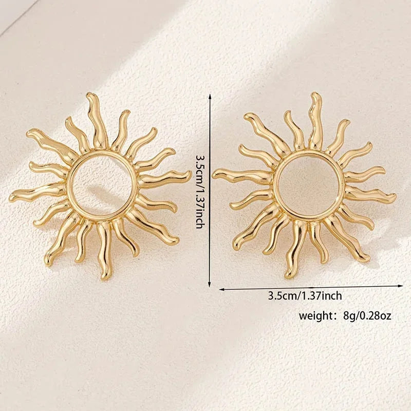 Terify®️Elegant Hollow Flowers Sun Alloy Drop Earrings for Women New Trendy ☀️