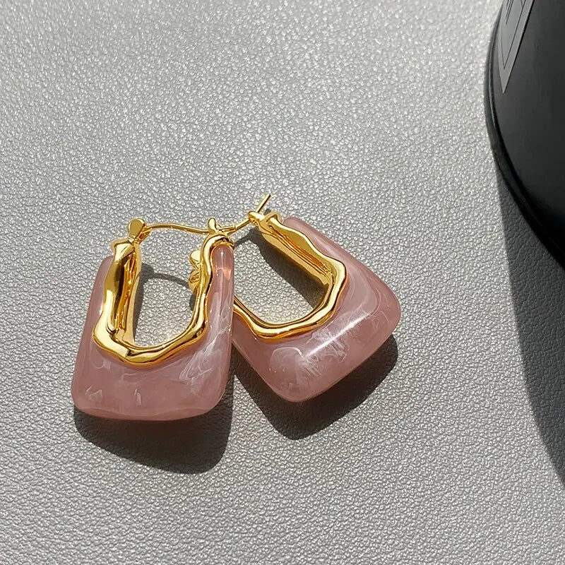 Terify®️Green Pink Transparent Resin Earrings For Women Girls 🩷