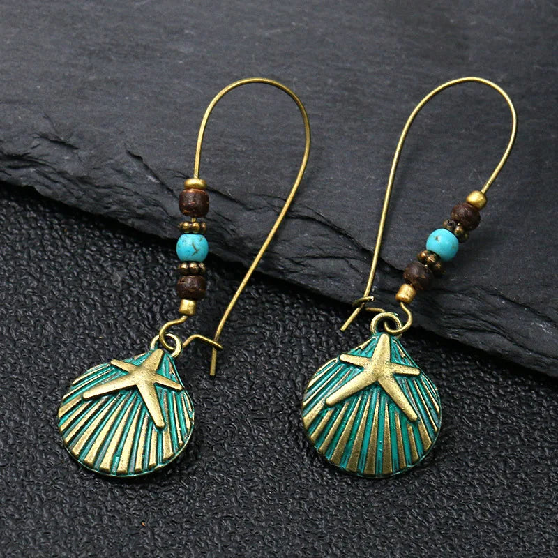 Terify®️Ethnic Vintage Bohemia Big Ear Hook Drop Earrings Geometric Leaf Wing Flower Hollow Round Boho