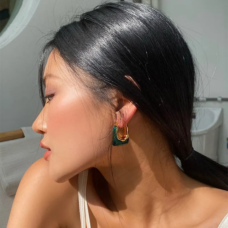 Terify®️Green Pink Transparent Resin Earrings For Women Girls 🩷