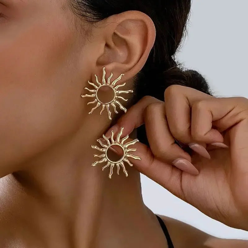 Terify®️Elegant Hollow Flowers Sun Alloy Drop Earrings for Women New Trendy ☀️