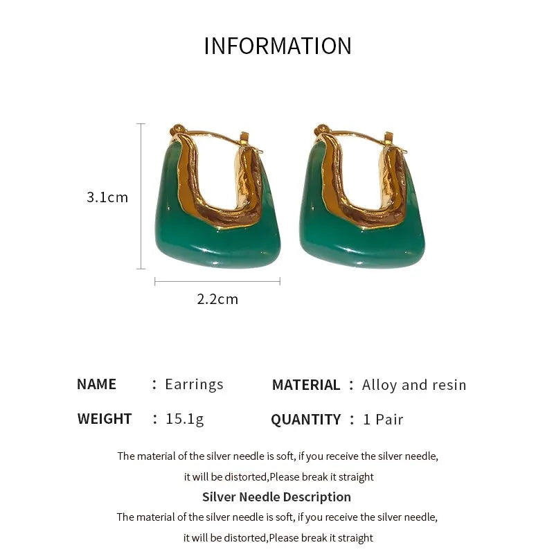 Terify®️Green Pink Transparent Resin Earrings For Women Girls 🩷