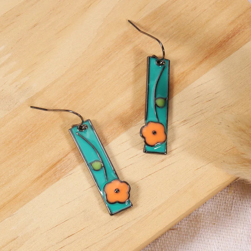 Terify®️ Sky Blue Boho Handcrafted Floral Enamel Earrings🌸