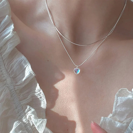 Terify®️ Kpop Heart Necklace French Lucky Bean Love Clavicle Chain 💎