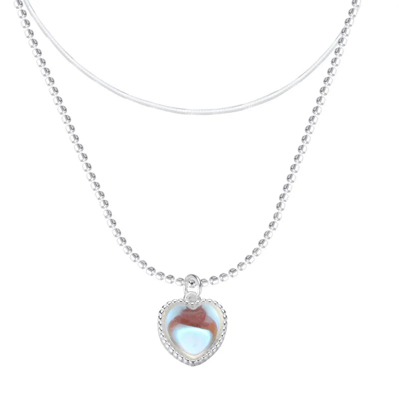 Terify®️ Kpop Heart Necklace French Lucky Bean Love Clavicle Chain 💎