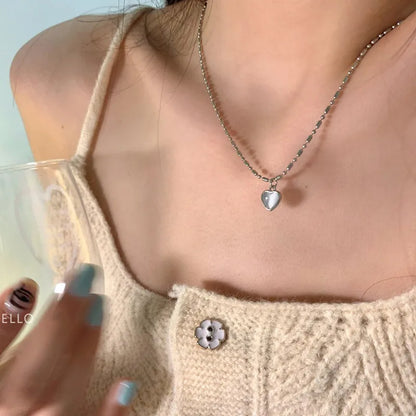 Terify®️ Kpop Heart Necklace French Lucky Bean Love Clavicle Chain 💎