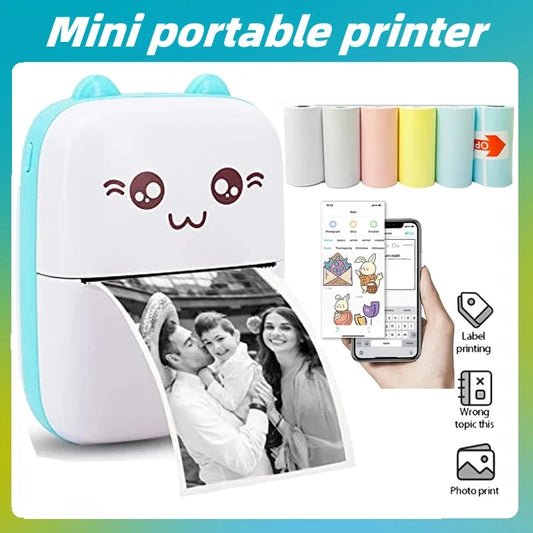 Terify®️Portable thermal printer mini cat print photo pocket thermal label printer📷
