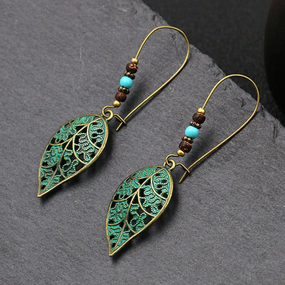 Terify®️Ethnic Vintage Bohemia Big Ear Hook Drop Earrings Geometric Leaf Wing Flower Hollow Round Boho