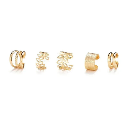 Terify®️5pcs;Silver Color Leaves Clip Earrings for Women Men Creative Simple C Ear Cuff 🎀