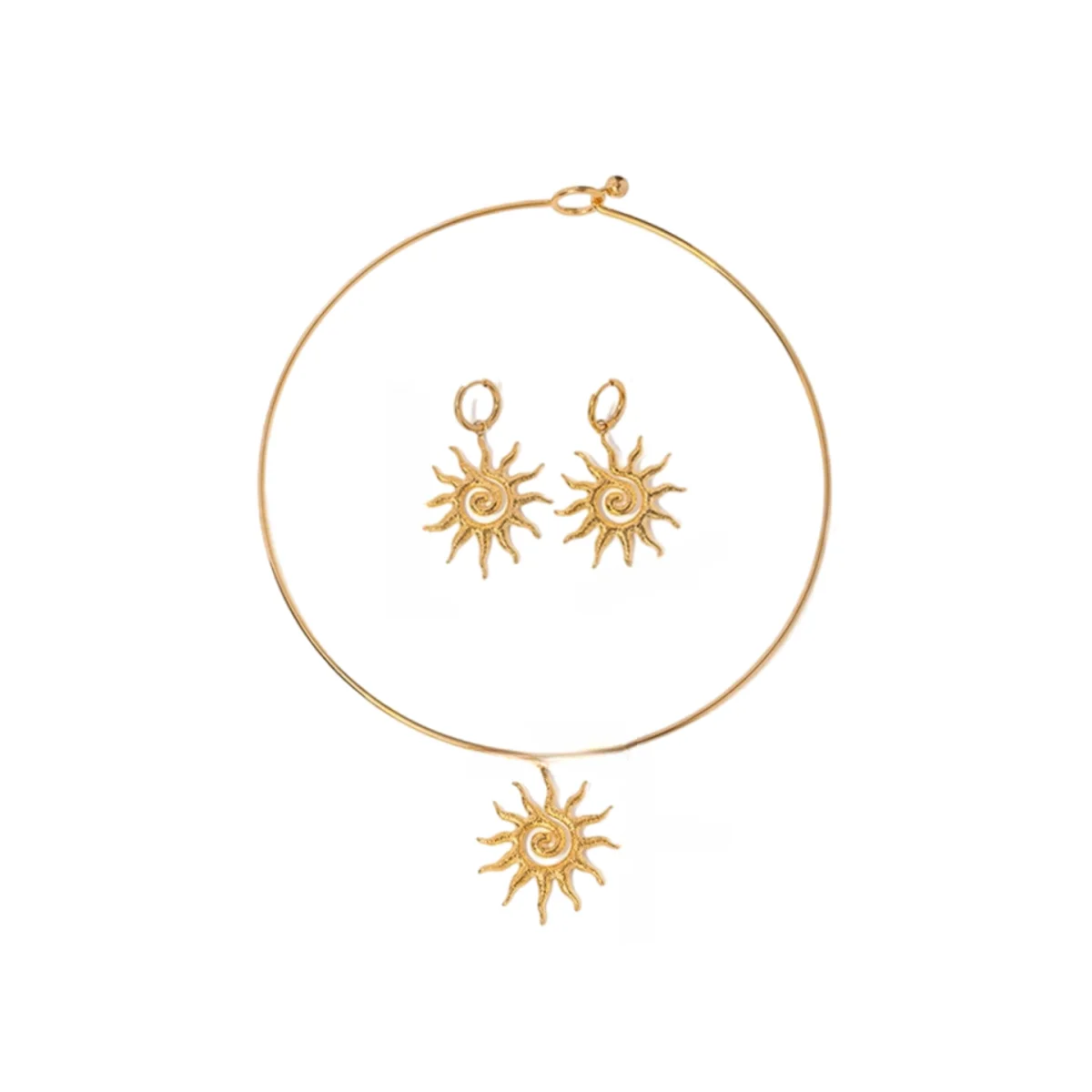 Terify®️Geometric Fashion Spiral Sunflower Pendant Necklace/Earrings Gold Plated 🌟