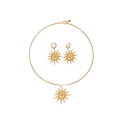 Terify®️Geometric Fashion Spiral Sunflower Pendant Necklace/Earrings Gold Plated 🌟