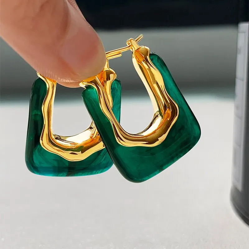 Terify®️Green Pink Transparent Resin Earrings For Women Girls 🩷
