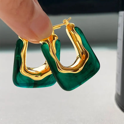 Terify®️Green Pink Transparent Resin Earrings For Women Girls 🩷