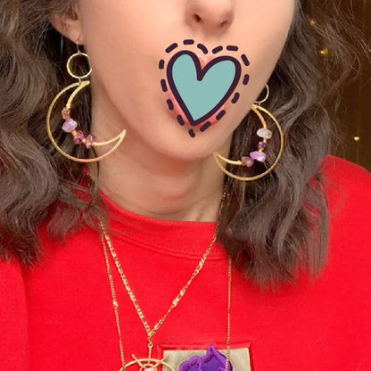 Terify®️Moon phase earrings Crescent moon Space Sun and moon Genuine🌙