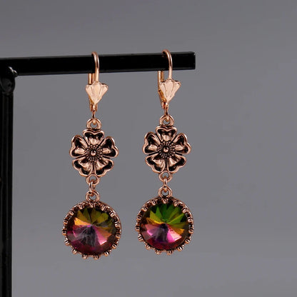 Terify®️ Rainbow Crystal Dangle Earrings Cute Trendy Geometric Drop Earrings Boho Jewelry