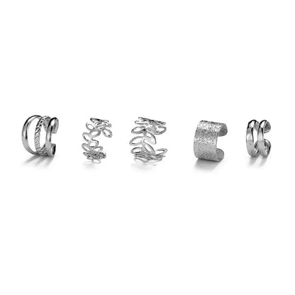 Terify®️5pcs;Silver Color Leaves Clip Earrings for Women Men Creative Simple C Ear Cuff 🎀