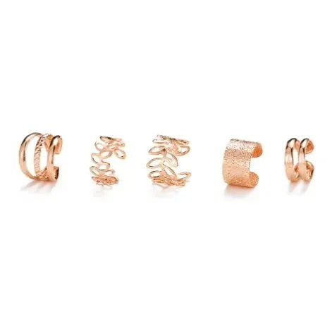 Terify®️5pcs;Silver Color Leaves Clip Earrings for Women Men Creative Simple C Ear Cuff 🎀