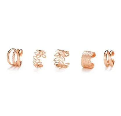 Terify®️5pcs;Silver Color Leaves Clip Earrings for Women Men Creative Simple C Ear Cuff 🎀