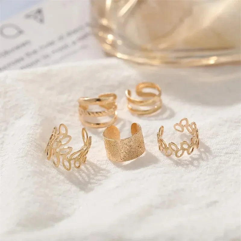 Terify®️5pcs;Silver Color Leaves Clip Earrings for Women Men Creative Simple C Ear Cuff 🎀