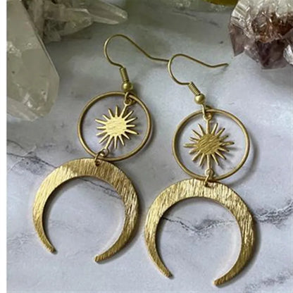 Terify®️Moon phase earrings Crescent moon Space Sun and moon Genuine🌙