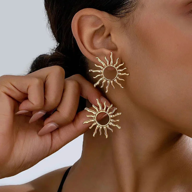 Terify®️Elegant Hollow Flowers Sun Alloy Drop Earrings for Women New Trendy ☀️