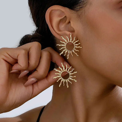 Terify®️Elegant Hollow Flowers Sun Alloy Drop Earrings for Women New Trendy ☀️
