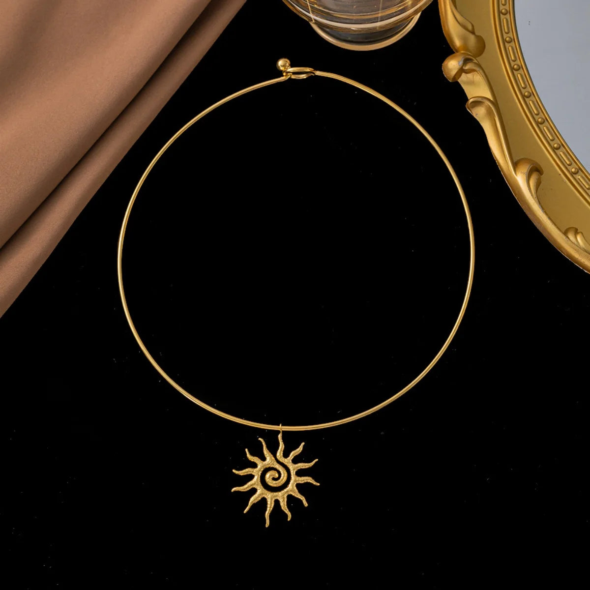 Terify®️Geometric Fashion Spiral Sunflower Pendant Necklace/Earrings Gold Plated 🌟