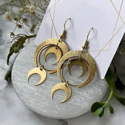 Terify®️Moon phase earrings Crescent moon Space Sun and moon Genuine🌙