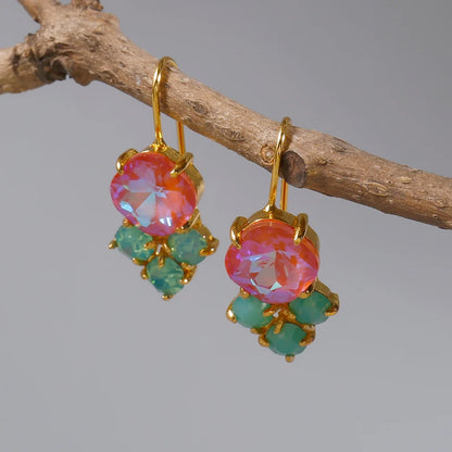 Terify®️ Rainbow Crystal Dangle Earrings Cute Trendy Geometric Drop Earrings Boho Jewelry