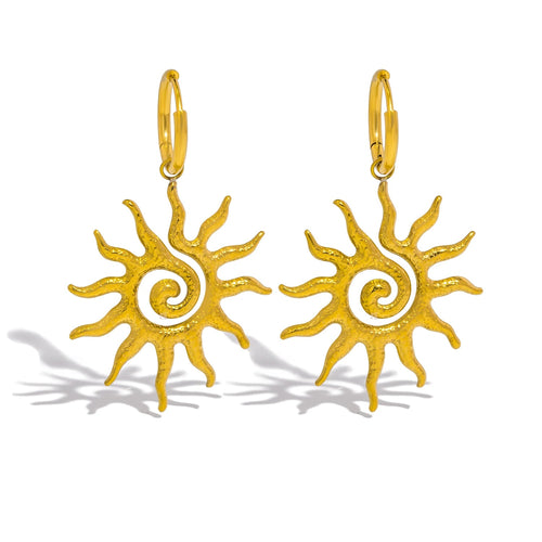 Terify®️ Vintage Sun Geometric Drop Earrings for Women Golden Stainless Steel