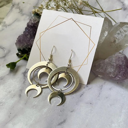 Terify®️Moon phase earrings Crescent moon Space Sun and moon Genuine🌙