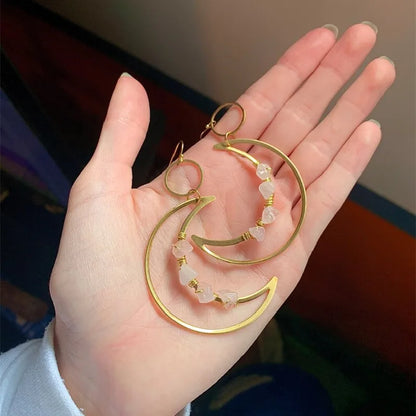 Terify®️Moon phase earrings Crescent moon Space Sun and moon Genuine🌙