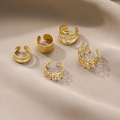 Terify®️5pcs;Silver Color Leaves Clip Earrings for Women Men Creative Simple C Ear Cuff 🎀