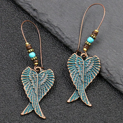 Terify®️Ethnic Vintage Bohemia Big Ear Hook Drop Earrings Geometric Leaf Wing Flower Hollow Round Boho