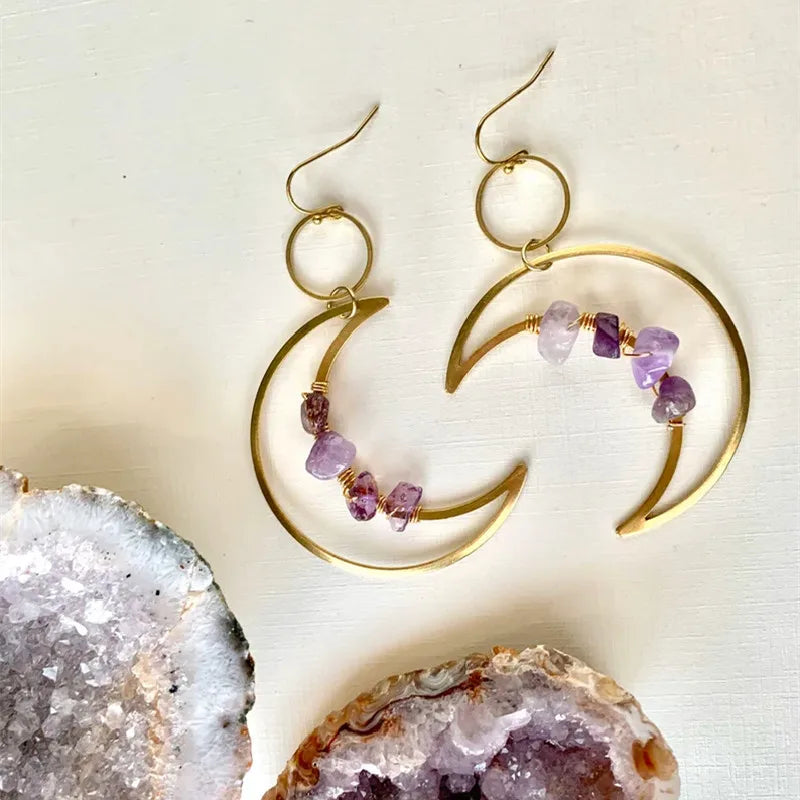 Terify®️Moon phase earrings Crescent moon Space Sun and moon Genuine🌙