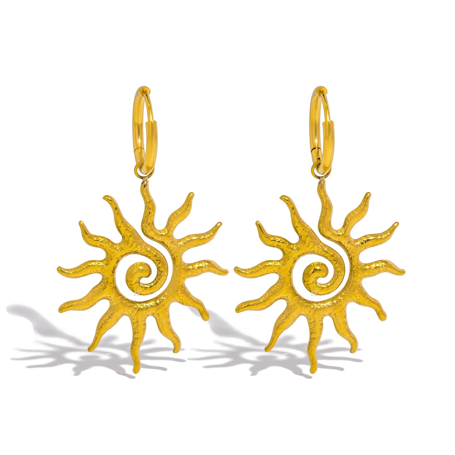 Terify®️ Vintage Sun Geometric Drop Earrings for Women Golden Stainless Steel