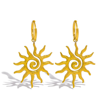Terify®️ Vintage Sun Geometric Drop Earrings for Women Golden Stainless Steel