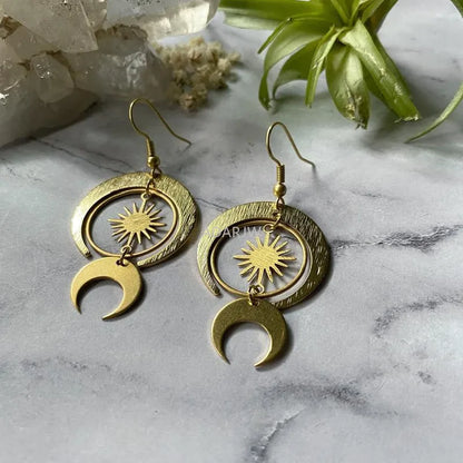 Terify®️Moon phase earrings Crescent moon Space Sun and moon Genuine🌙
