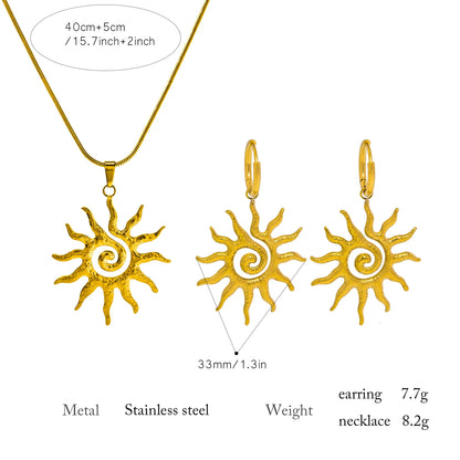 Terify®️ Vintage Sun Geometric Drop Earrings for Women Golden Stainless Steel