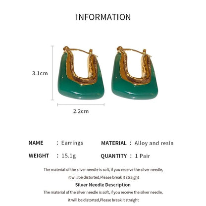 Terify®️Green Pink Transparent Resin Earrings For Women Girls 🩷